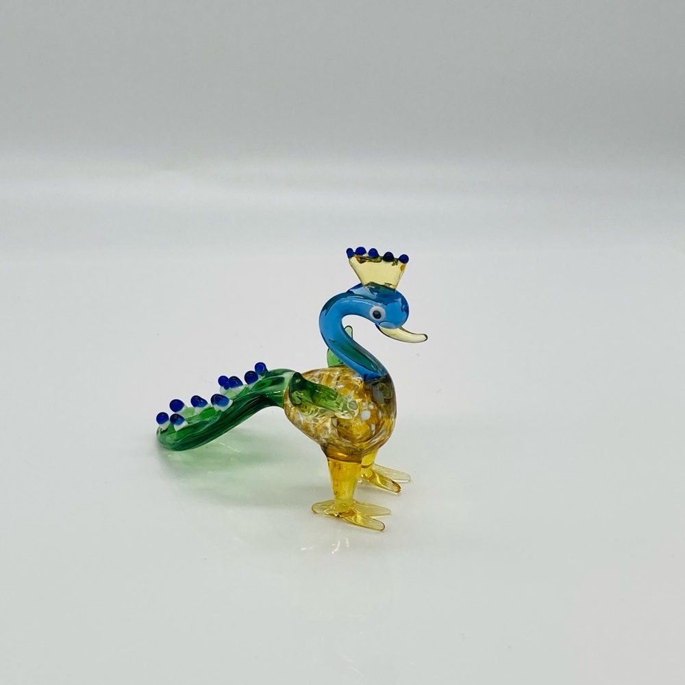 Pier 1 Imports Collectible Art Glass Peacock Figurine NEW